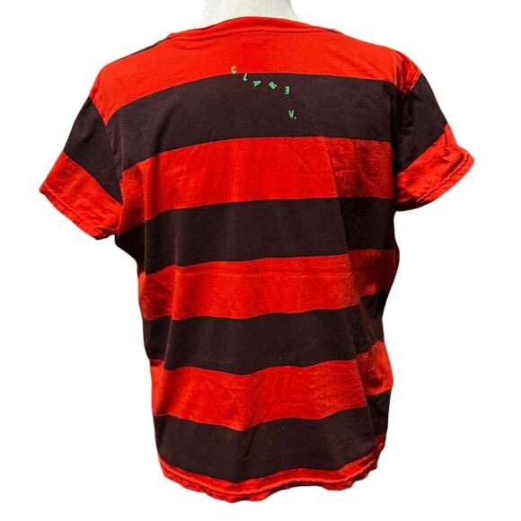 Clare V. Rugby Stripe Petite Tee In Navy/Poppy Size M - Picture 3 of 8